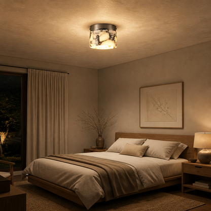 Plafonnier en Marbre Naturel – LED 3W 3000K – Ø12 cm – Vaelor
